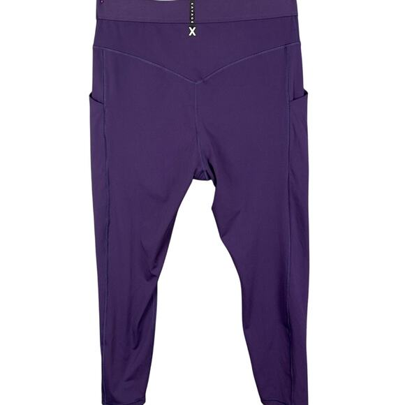 Savage x Fenty Plus Size Curve Alert Leggings Dark Purple High Waist Ankle - Picture 2 of 8